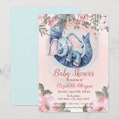 Schattig Baby olifant Stippen Baby shower Kaart (Voorkant / Achterkant)