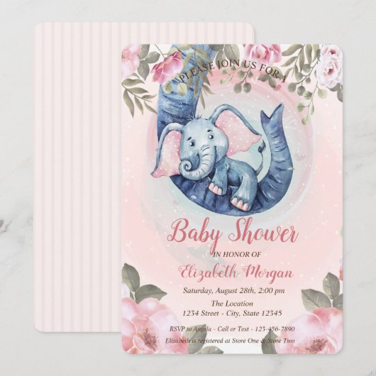 Schattig Baby olifantenBaby shower Kaart (Voorkant / Achterkant)