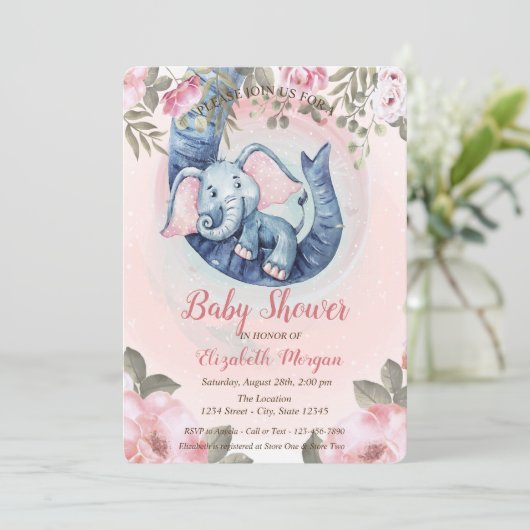 Schattig Baby olifantenBaby shower Kaart (Staand voorkant)