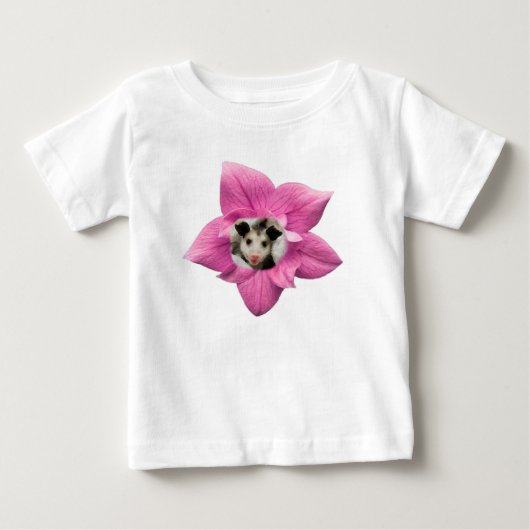 Schattig Baby Opossum Met Bloemen Lach (Voorkant)