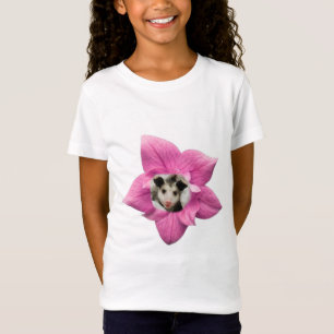 Schattig Baby Opossum Met Bloemen Lach T-shirt
