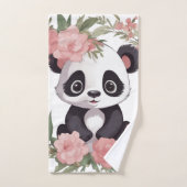 Schattig Baby Panda Beer met bloemen Bad Handdoek (Handdoek)