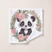 Schattig Baby Panda Beer met bloemen Bad Handdoek (Wasdoekje)