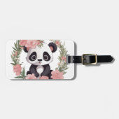Schattig Baby Panda Beer met bloemen Bagagelabel (Voorkant horizontaal)