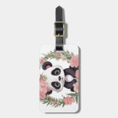 Schattig Baby Panda Beer met bloemen Bagagelabel (Voorkant verticaal)