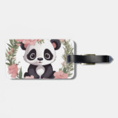 Schattig Baby Panda Beer met bloemen Bagagelabel (Achterkant horizontaal)