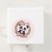 Schattig Baby Panda Beer met bloemen Bedankjes Labels (In situ)