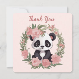 Schattig Baby Panda Beer met bloemen Bedankkaart
