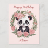 Schattig Baby Panda Beer met bloemen Briefkaart (Voorkant)
