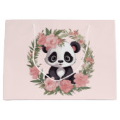 Schattig Baby Panda Beer met bloemen Groot Cadeauzakje (Voorkant)