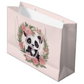 Schattig Baby Panda Beer met bloemen Groot Cadeauzakje (Voorkant Gekanteld)