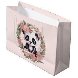 Schattig Baby Panda Beer met bloemen Groot Cadeauzakje
