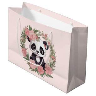 Schattig Baby Panda Beer met bloemen Groot Cadeauzakje