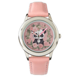 Schattig Baby Panda Beer met bloemen Horloge
