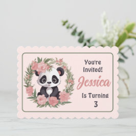 Schattig Baby Panda Beer met bloemen Kaart
