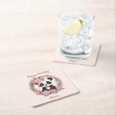 Schattig Baby Panda Beer met bloemen Kartonnen Onderzetters (Insitu)