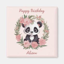 Schattig Baby Panda Beer met bloemen Magneet