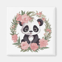 Schattig Baby Panda Beer met bloemen Magneet