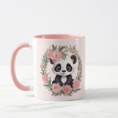 Schattig Baby Panda Beer met bloemen Mok (Links)