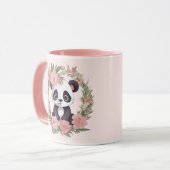 Schattig Baby Panda Beer met bloemen Mok (Voorkant links)
