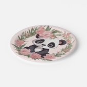 Schattig Baby Panda Beer met bloemen Papieren Bordje (Gekanteld)