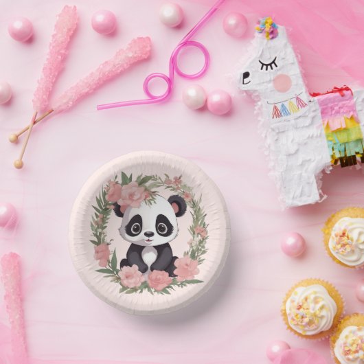 Schattig Baby Panda Beer met bloemen Papieren Kommen (Feest)