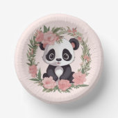 Schattig Baby Panda Beer met bloemen Papieren Kommen (Voorkant)