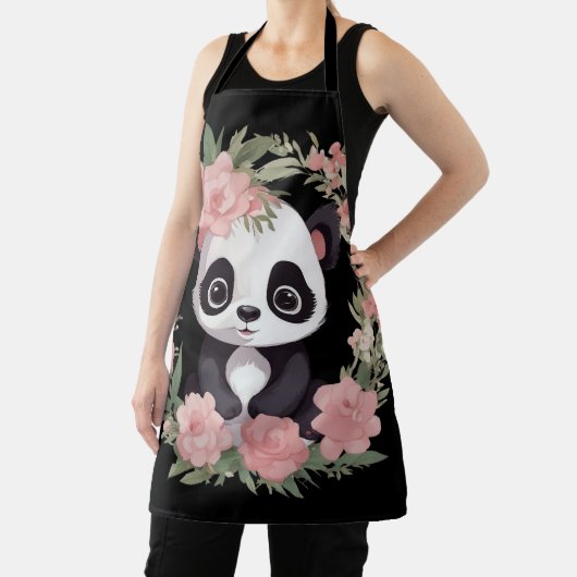 Schattig Baby Panda Beer met bloemen Schort (Insitu)