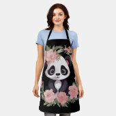 Schattig Baby Panda Beer met bloemen Schort (Gedragen)