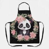 Schattig Baby Panda Beer met bloemen Schort (Voorkant)