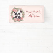 Schattig Baby Panda Beer met bloemen Spandoek (Insitu)