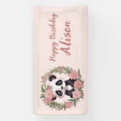 Schattig Baby Panda Beer met bloemen Spandoek (Verticaal)