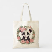 Schattig Baby Panda Beer met bloemen Tote Bag (Achterkant)