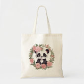 Schattig Baby Panda Beer met bloemen Tote Bag (Voorkant)
