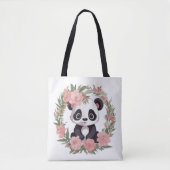 Schattig Baby Panda Beer met bloemen Tote Bag (Voorkant)