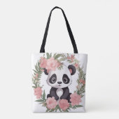 Schattig Baby Panda Beer met bloemen Tote Bag (Achterkant)