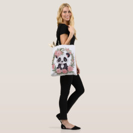 Schattig Baby Panda Beer met bloemen Tote Bag