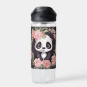 Schattig Baby Panda Beer met bloemen Waterfles (Achterkant)
