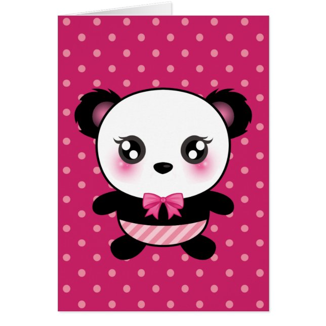 Schattig Baby panda Beer roze polka dots patroon (Voorkant)