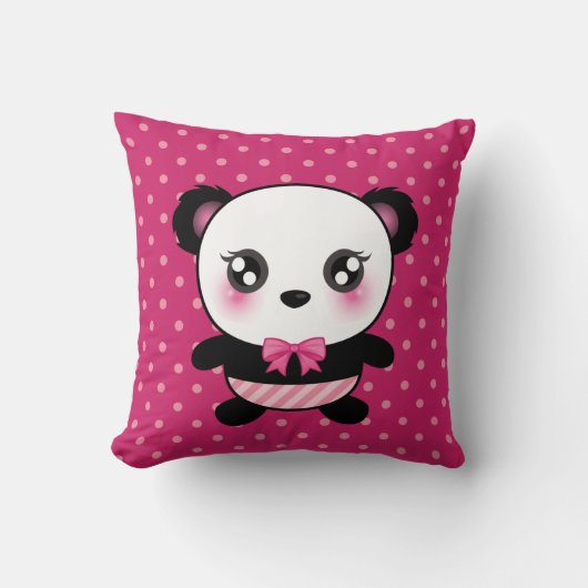 Schattig Baby panda Beer roze polka dots patroon Kussen (Voorkant)