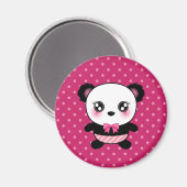 Schattig Baby panda Beer roze polka dots patroon Magneet (Voorkant / Achterkant)