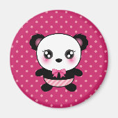 Schattig Baby panda Beer roze polka dots patroon Magneet (Voorkant)