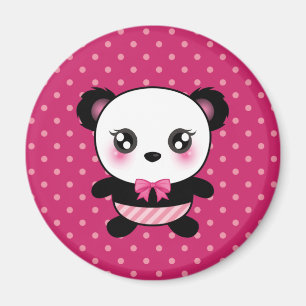 Schattig Baby panda Beer roze polka dots patroon Magneet