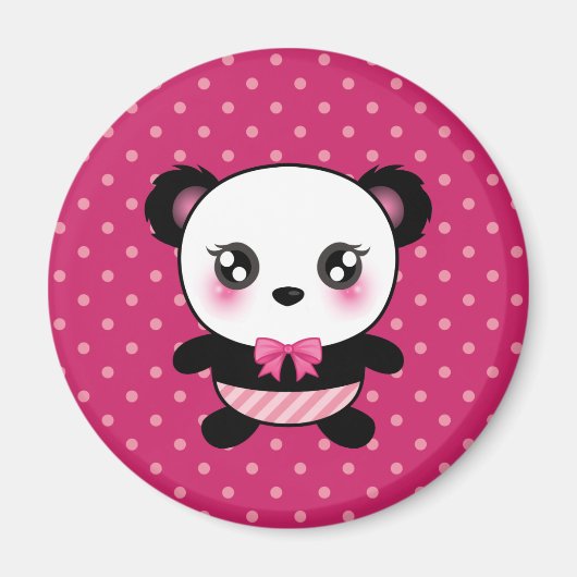Schattig Baby panda Beer roze polka dots patroon Magneet (Voorkant)