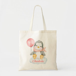 Schattig Baby Penguin Roze Tote Bag