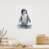 Schattig Baby Penguin Waterverf Nursery Poster (Keuken)