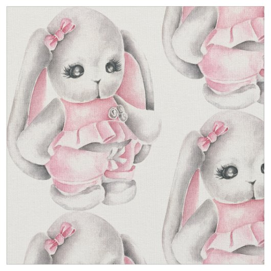 Schattig Baby Pink Bunny Rabbit Stof (Close Up)