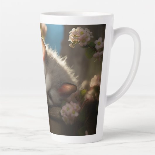 Schattig baby possum slapen in de tuin latte mok (Rechts)