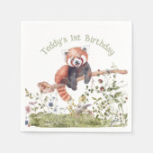 Schattig Baby Red Panda Beer 1e verjaardagsfeestje Servet (Voorkant)