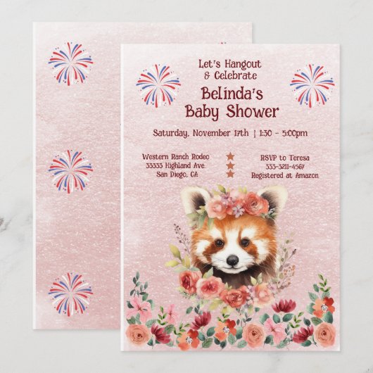 Schattig Baby Red Panda Beer Baby shower Kaart (Voorkant / Achterkant)